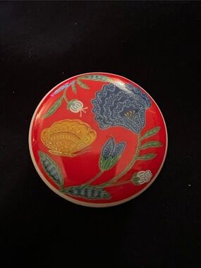 Otagiri Trinket Box Golden Butterfly Fraser Collection Japan Porcelain Round